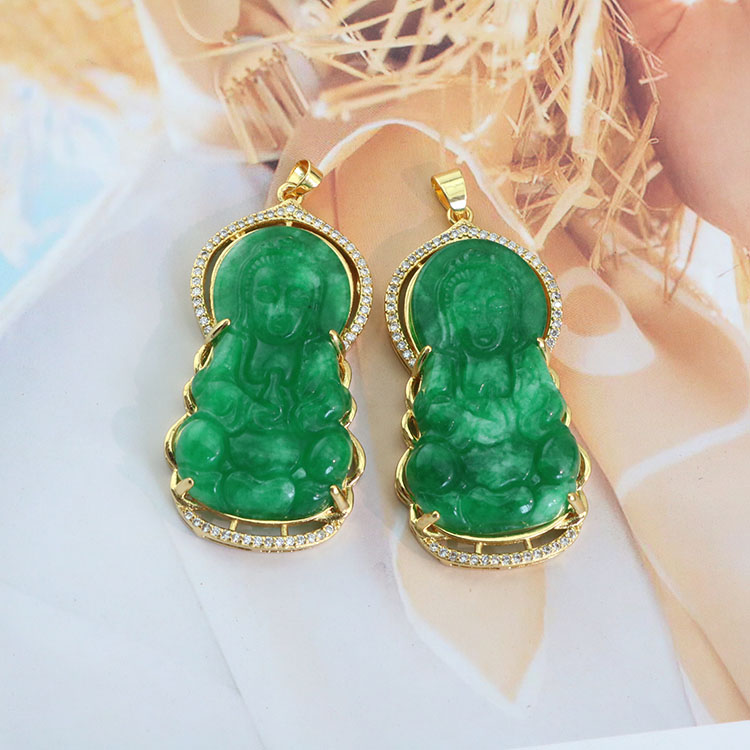 Wholesale Natural Jade Laughing Buddha Pendant for Necklace Making