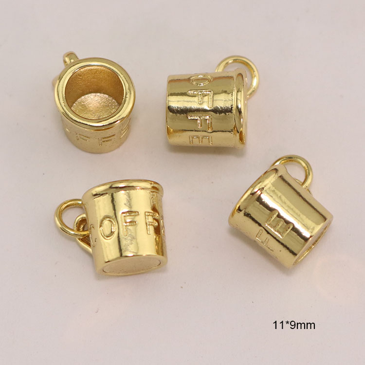 Wholesale Mini 18K Gold Plated Coffee Pot Cup Charm Pendants