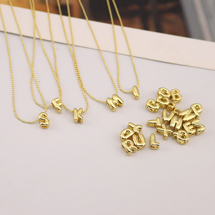 Mini 3D Bubble Puff Initial Name Necklace Wholesale